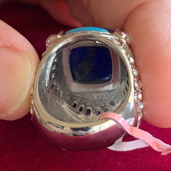 NWT Lapis Lazuli, Turquoise, Pink Zirconia, & White CZ Ring - Picture 9 of 15